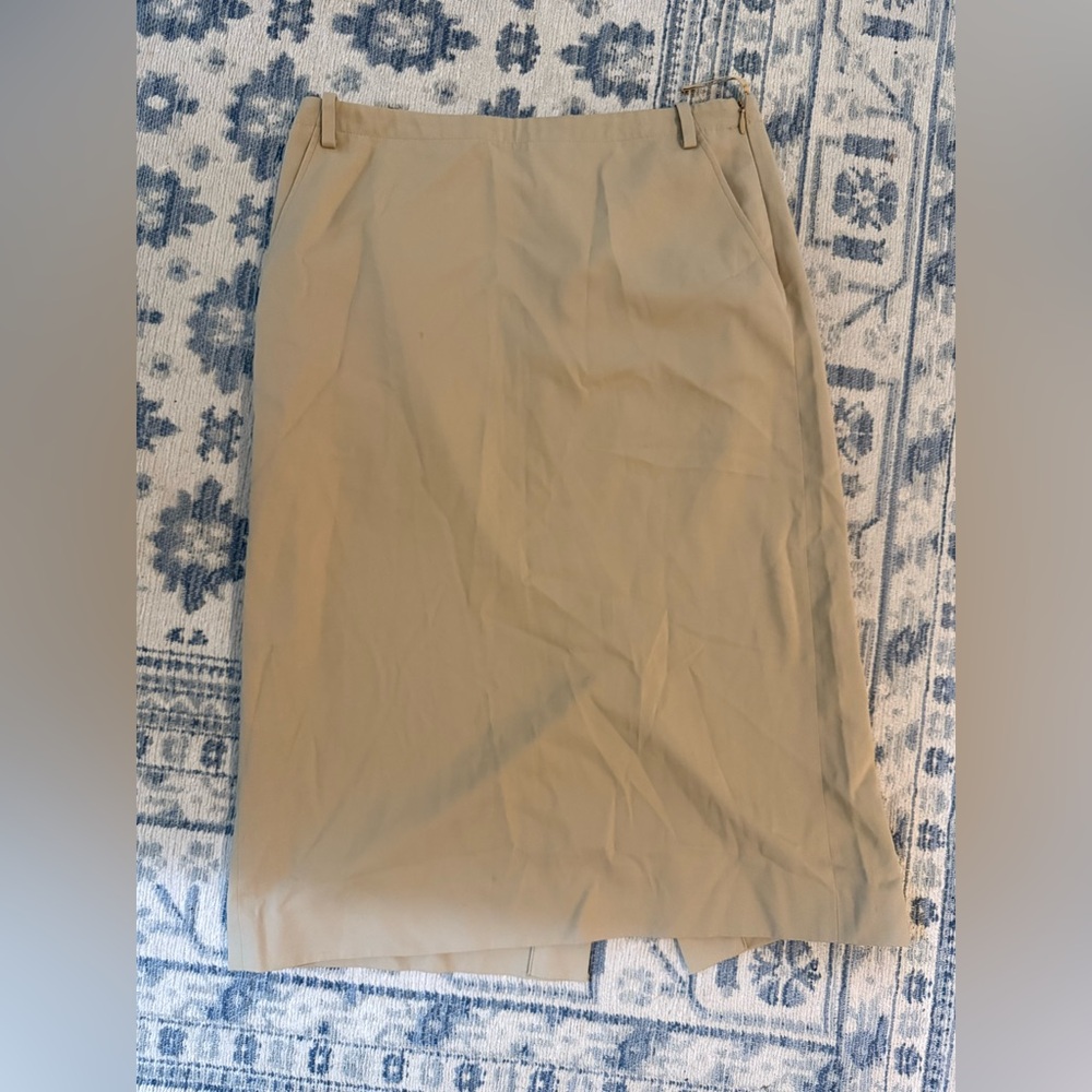 Vintage MaxMara Khaki 100% Cotton Midi Skirt